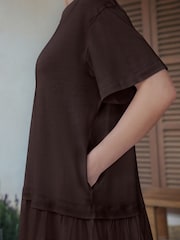 Schokoladenbraun - Jersey Two In One T-Shirt Dress - Bild 6 von 9