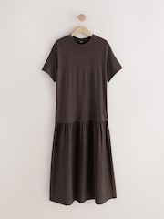 Schokoladenbraun - Jersey Two In One T-Shirt Dress - Bild 7 von 9