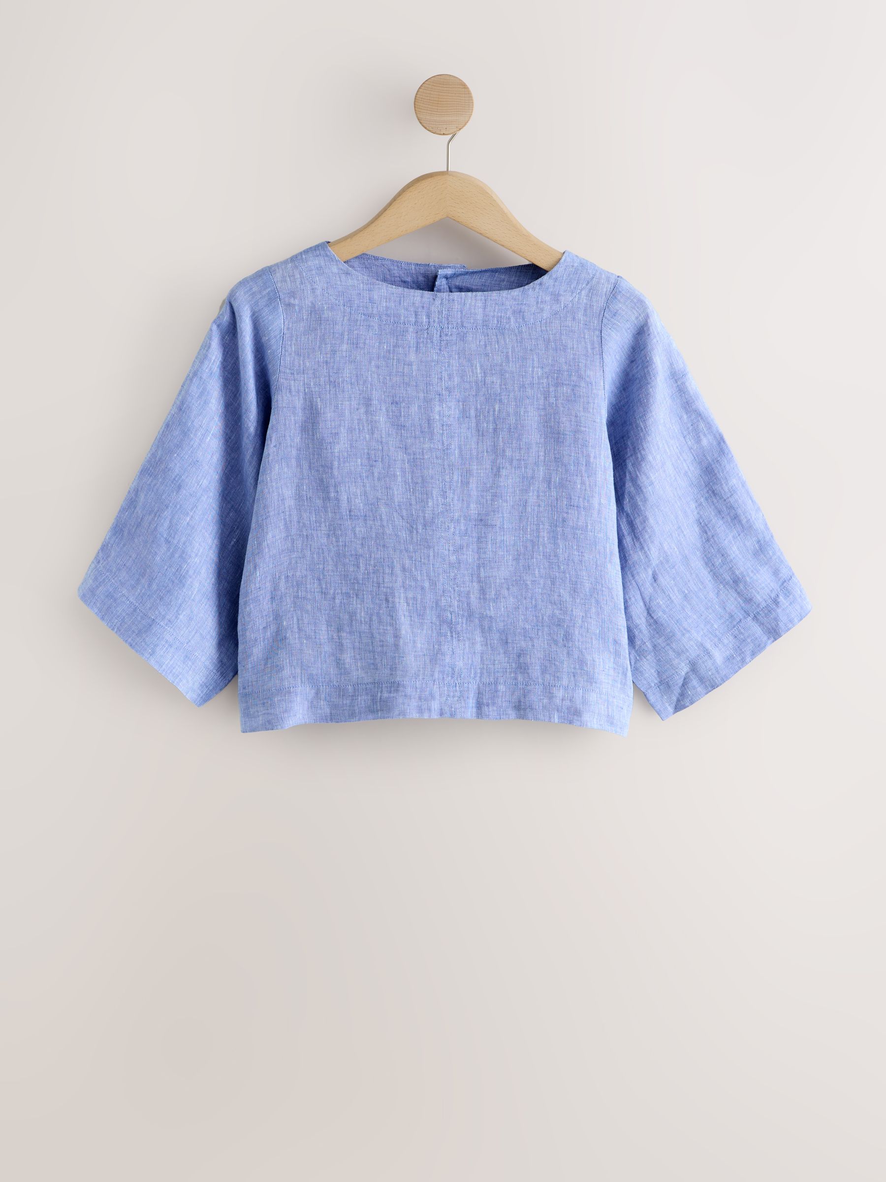 Buy Blue N. Premium 100% Linen Sleeved Top from Next Romania