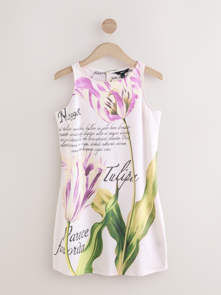 White/Purple Jersey Shift Dress - Image 1 of 5