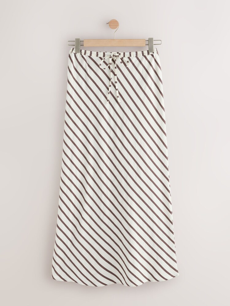 Chocolate Brown Summer Column Skirt With Linen - Image 1 of 3 Chocolate Brown Summer Column Skirt With Linen - Image 1 of 3