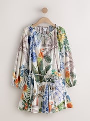 Crema/azul marino - Minivestido de manga larga - Imagen 1 de 3