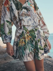 Cream/Navy Long Sleeve Mini Dress - Image 4 of 7