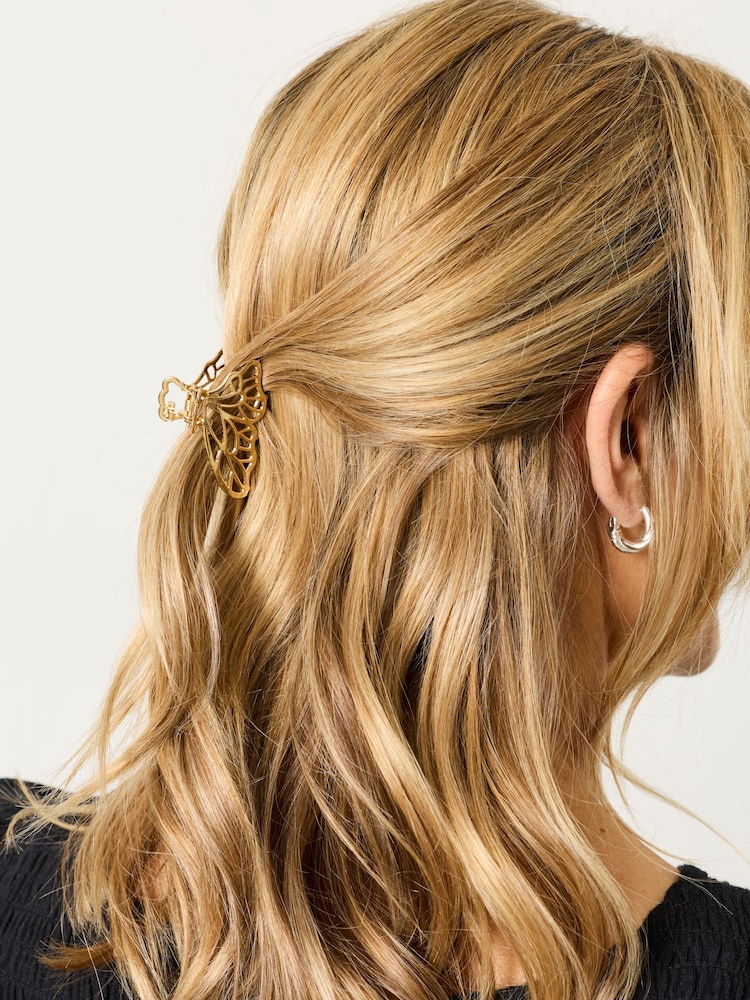 FatFace Gold Tone 2 Pack Metal Butterfly Claw Clips - Image 3 of 3