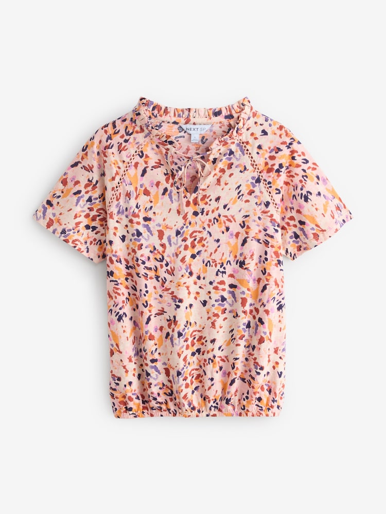 Coral Pink Animal Print Top - Image 1 of 1