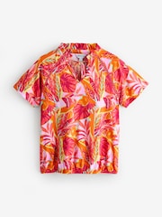 Orange/Pink Short Sleeve Tropical Print Bubble Hem T-Shirt - Image 1 of 1
