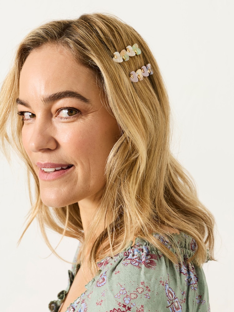 FatFace 2 Pack Heart Hair Slides - 圖片 3/3