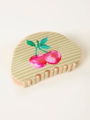 FatFace Green Stripe Cherry Claw Clip - Image 1 of 2