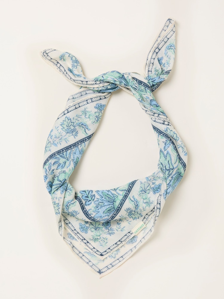 FatFace Green Woodblock Hair Scarf - Image 2 of 3