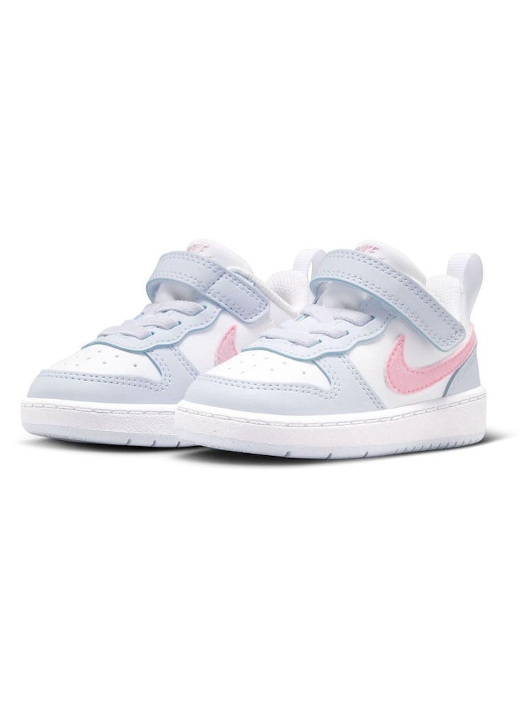 צבע לבן/ורוד ואפור - נעלי ספורט נמוכות לפעוטות דגם Court Borough של Nike - תמונה 2 מתוך 4