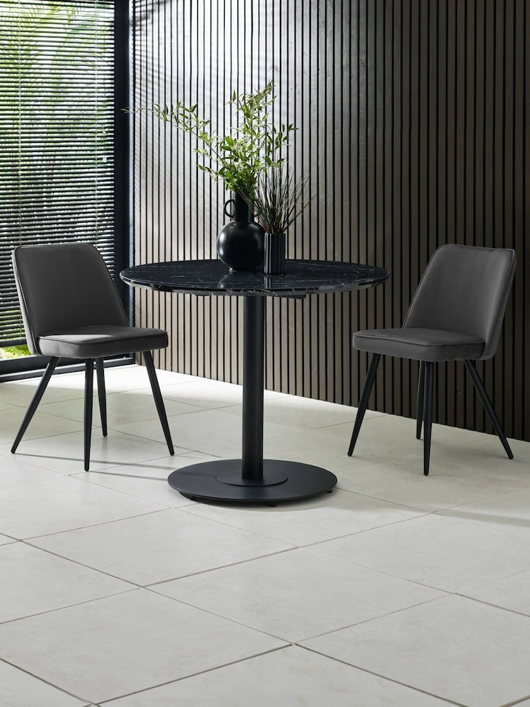Julian Bowen Black Marble Luca 80 Cm Round Dining Table - Image 1 of 5