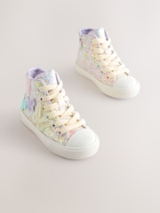 Multi Pastel Glitter Butterfly High Top Trainers - Image 2 of 6