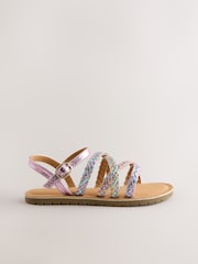 Pastel Metallic Plaited Strappy Sandals - Image 3 of 5