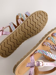 Pastel Metallic Plaited Strappy Sandals - Image 4 of 5
