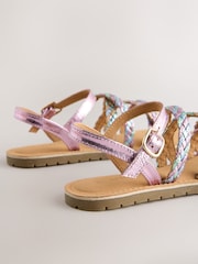 Pastel Metallic Plaited Strappy Sandals - Image 5 of 5