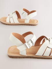 White Standard Fit (F) Leather Woven Sandals - Image 4 of 6