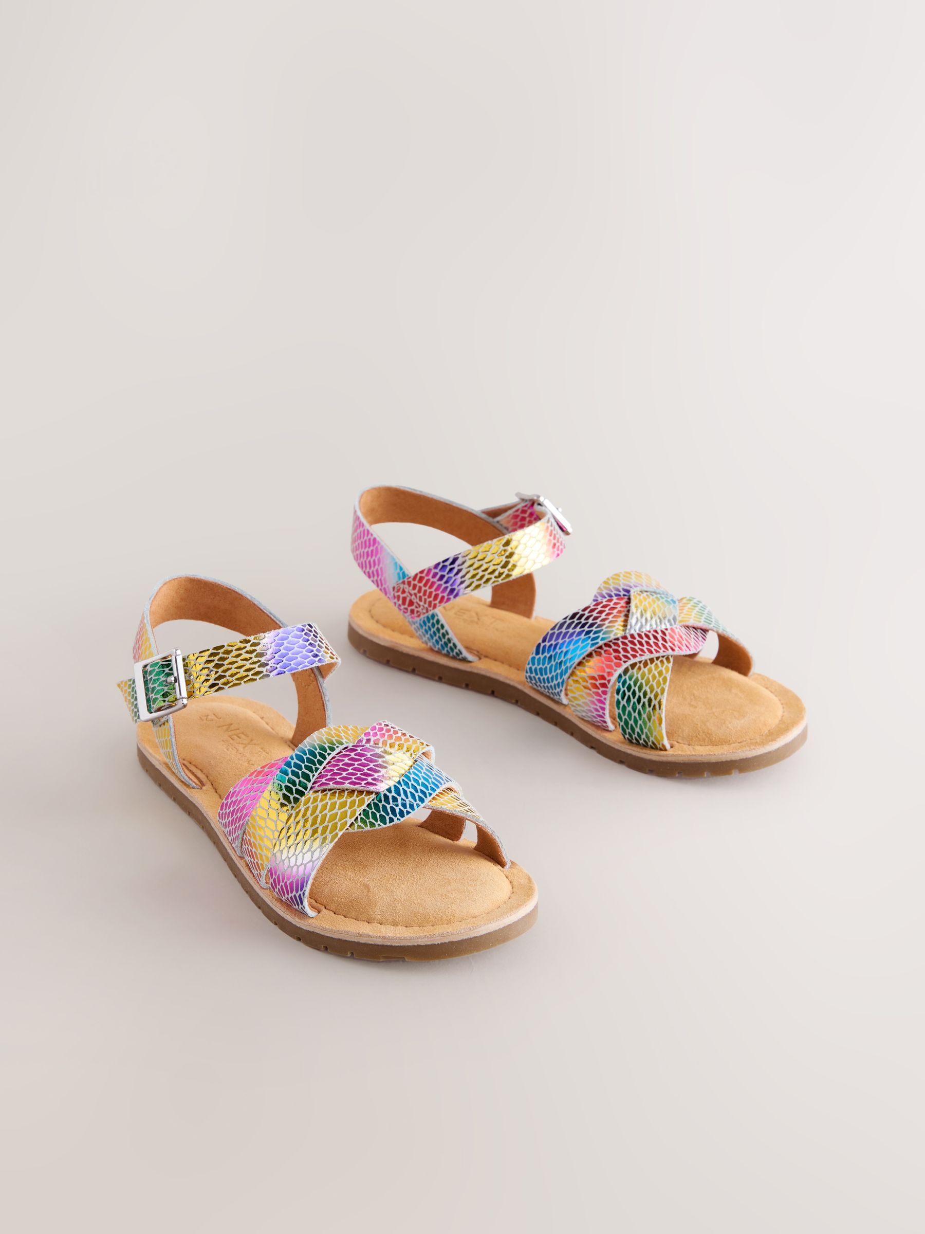 Buy Rainbow Wide Fit (G) Leather Woven Sandals from Next USA