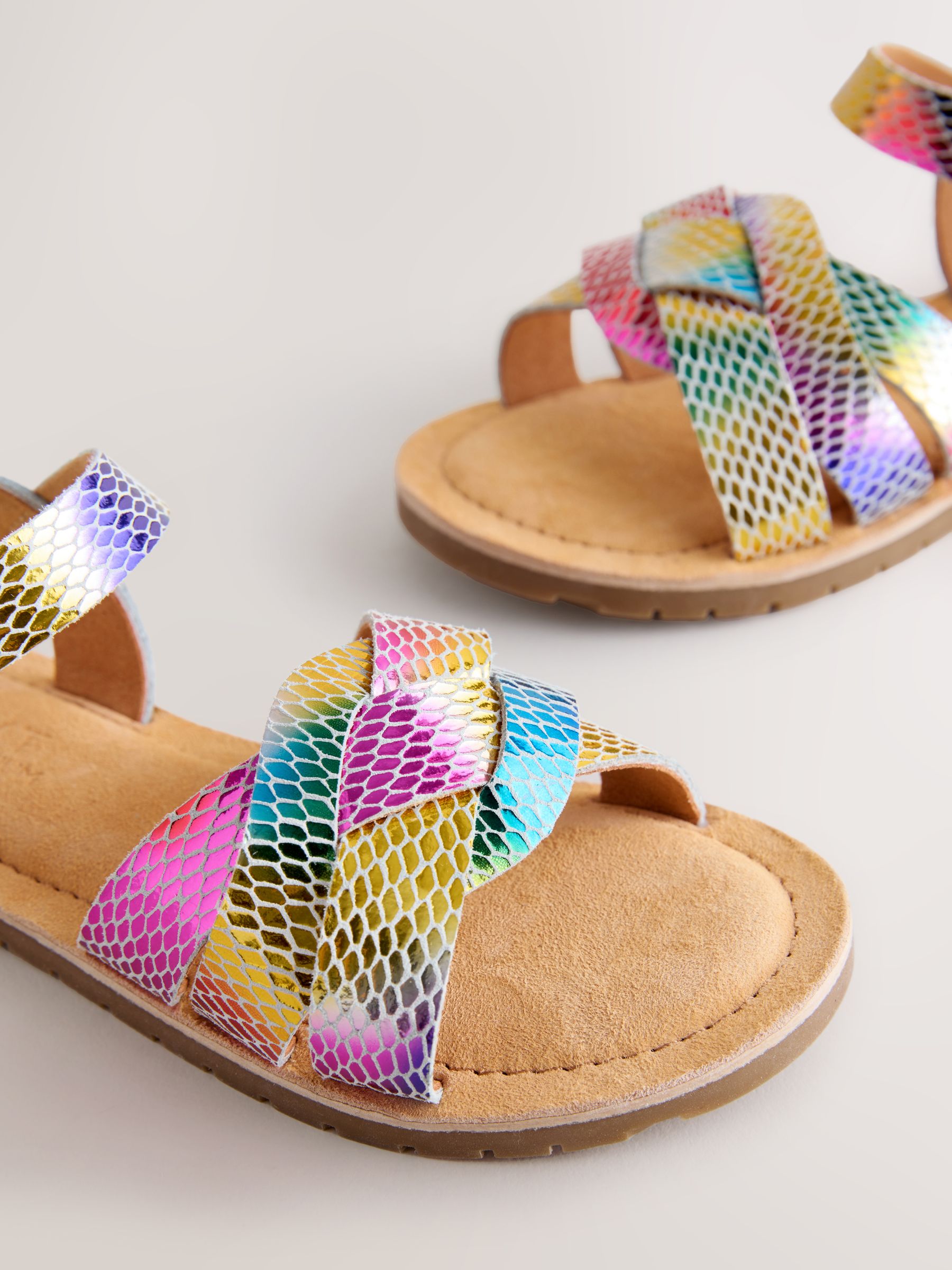 Buy Rainbow Wide Fit (G) Leather Woven Sandals from Next USA