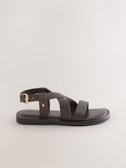 Chocolate Brown Leather Strappy Sandals - Image 2 of 5