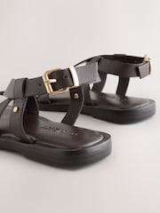 Chocolate Brown Leather Strappy Sandals - Image 3 of 5
