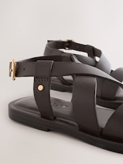 Chocolate Brown Leather Strappy Sandals - Image 5 of 5