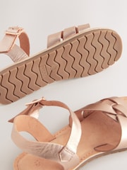 Rose Gold Wide Fit (G) Leather Woven Sandals - Image 4 of 4
