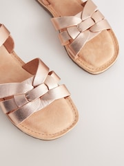 Rose Gold Wide Fit (G) Leather Woven Sandals - Image 5 of 6
