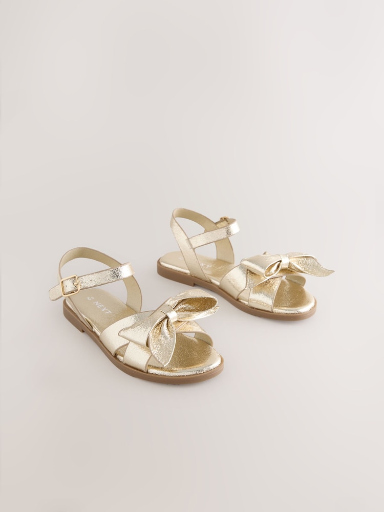 Gold Colour Bow Sandals - Image 1 of 5