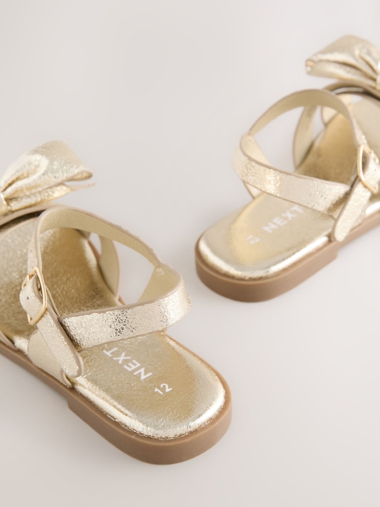 Gold Colour Bow Sandals - Image 2 of 5