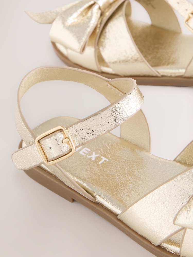 Gold Colour Bow Sandals - Image 5 of 5