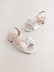 Champagne Gold Bow Heeled Sandals - Image 1 of 6