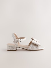 Champagne Gold Bow Heeled Sandals - Image 2 of 6