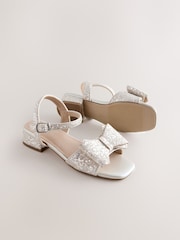 Champagne Gold Bow Heeled Sandals - Image 5 of 6