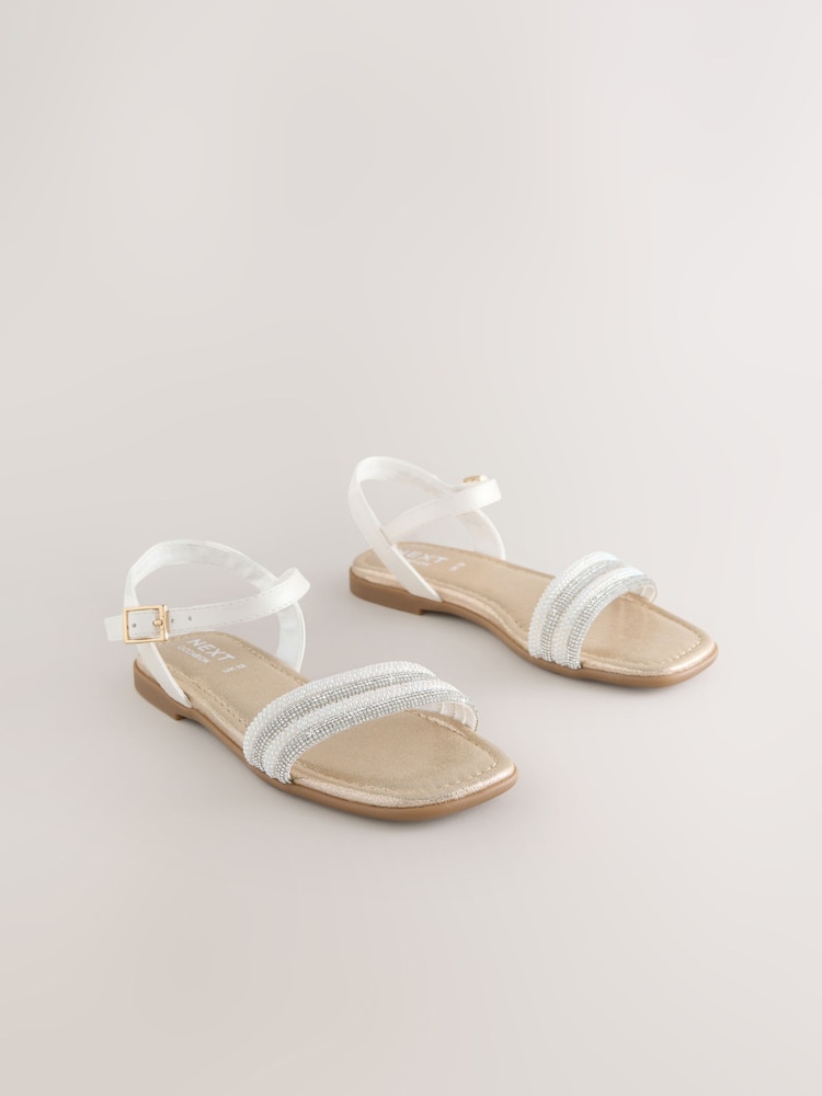 Ivory Embellished Occasion Sandals - Image 1 of 5 Ivory Embellished Occasion Sandals - Image 1 of 5