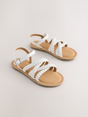 White Plaited Strappy Sandals - Image 1 of 5