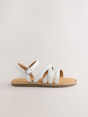White Plaited Strappy Sandals - Image 2 of 5