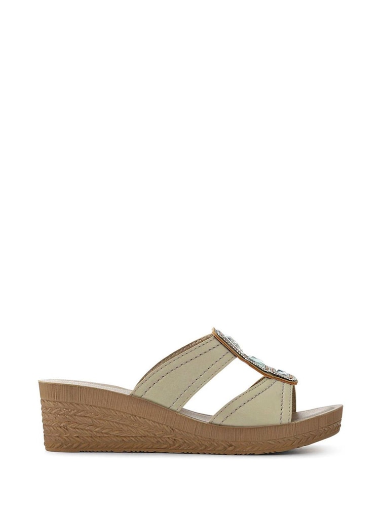 Pavers Gold Extra Cushioned Slip On Wedge Mules - Image 1 of 5