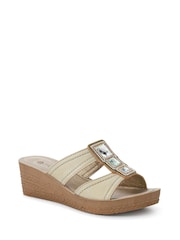 Pavers Gold Extra Cushioned Slip On Wedge Mules - Image 2 of 5