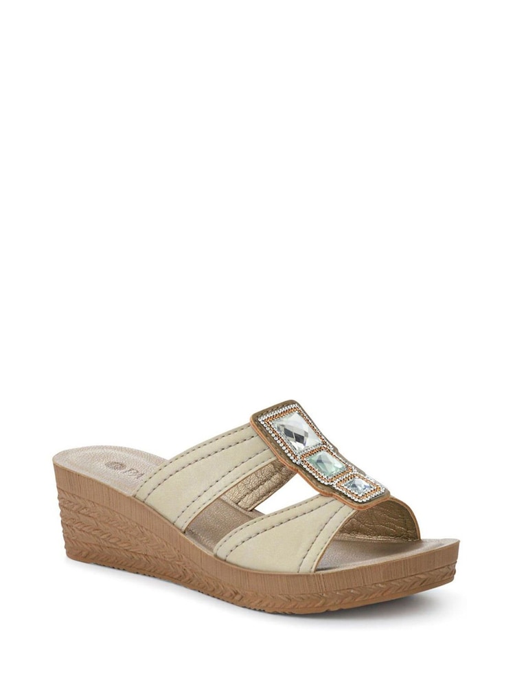 Pavers Gold Extra Cushioned Slip On Wedge Mules - Image 2 of 5