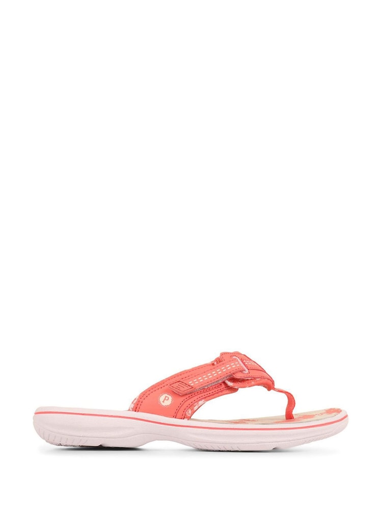 Pavers Orange Touch-Fastening Toe Post Sandals - Image 1 of 5 Pavers Orange Touch-Fastening Toe Post Sandals - Image 1 of 5