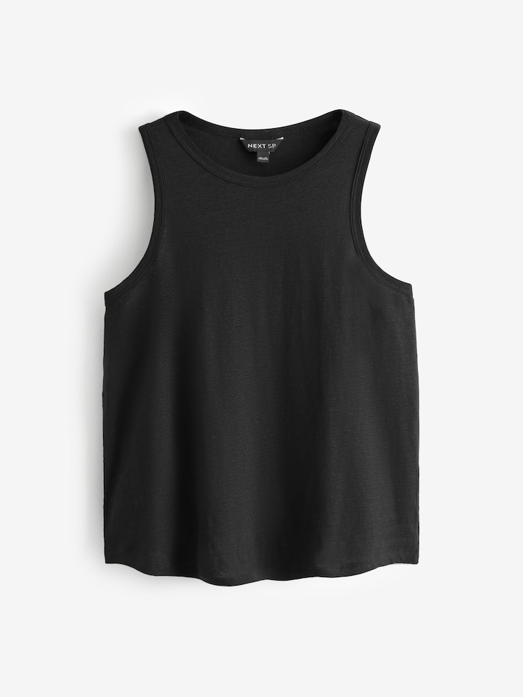 Black Sleeveless Round Neck Slub Vest - Image 1 of 1