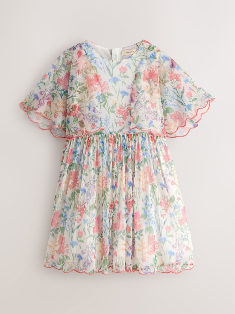 Laura Ashley Multi Elston Garden Printed Mesh Cape Dress - Image 1 of 6