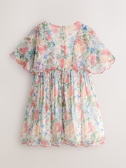 Laura Ashley Multi Elston Garden Printed Mesh Cape Dress - Image 2 of 6