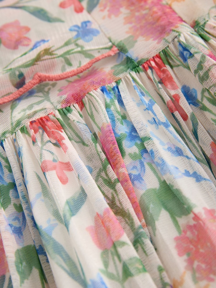 Laura Ashley Multi Elston Garden Printed Mesh Cape Dress - Image 6 of 6