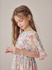 Laura Ashley Multi Elston Garden Printed Mesh Cape Dress - Image 9 of 16