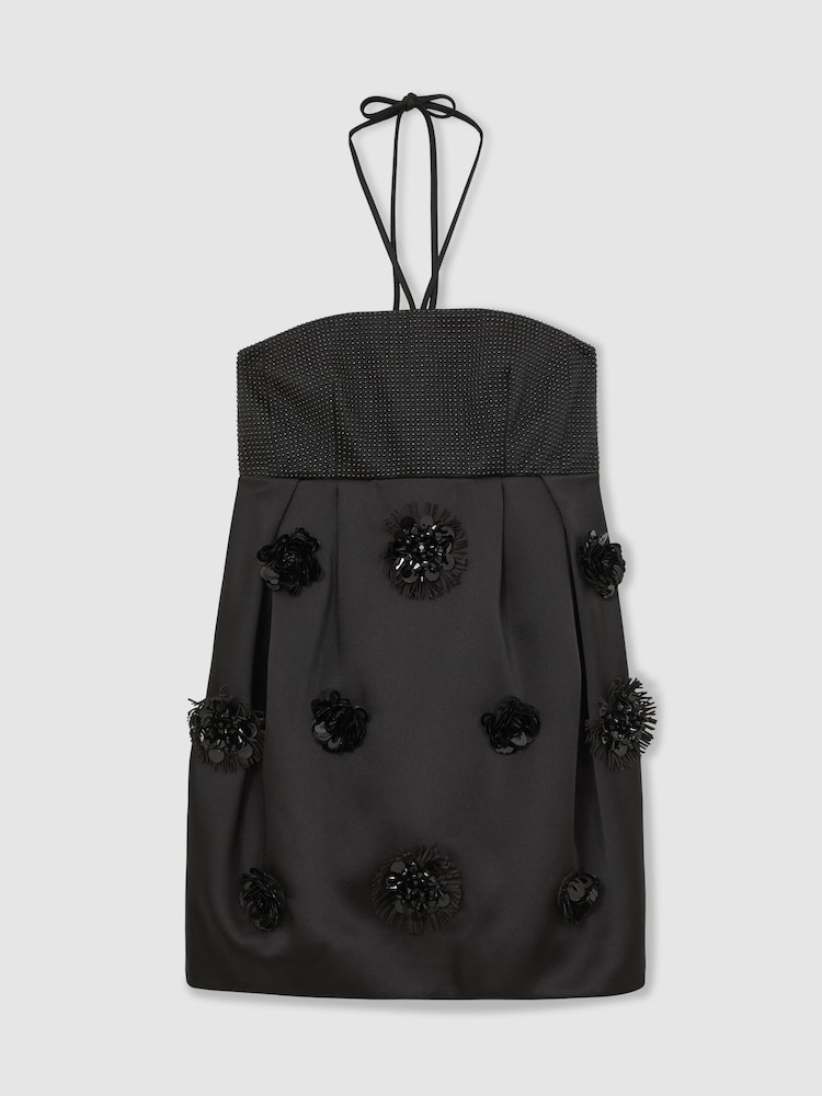 Reiss Black Juno Atelier Satin Embellished Corset Dress - Image 2 of 7 Reiss Black Juno Atelier Satin Embellished Corset Dress - Image 2 of 7