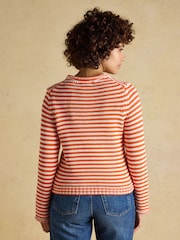 Joules Orange & White Striped Cotton Knitted Crew Neck Jumper - Image 2 of 7