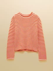 Orange & White - Joules Striped Cotton Crew Neck Jumper - Image 9 of 9