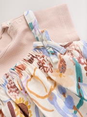 Purple Floral Baby Jersey Dungarees and Bodysuits Set 2 Piece (0mths-3yrs) - Image 6 of 8