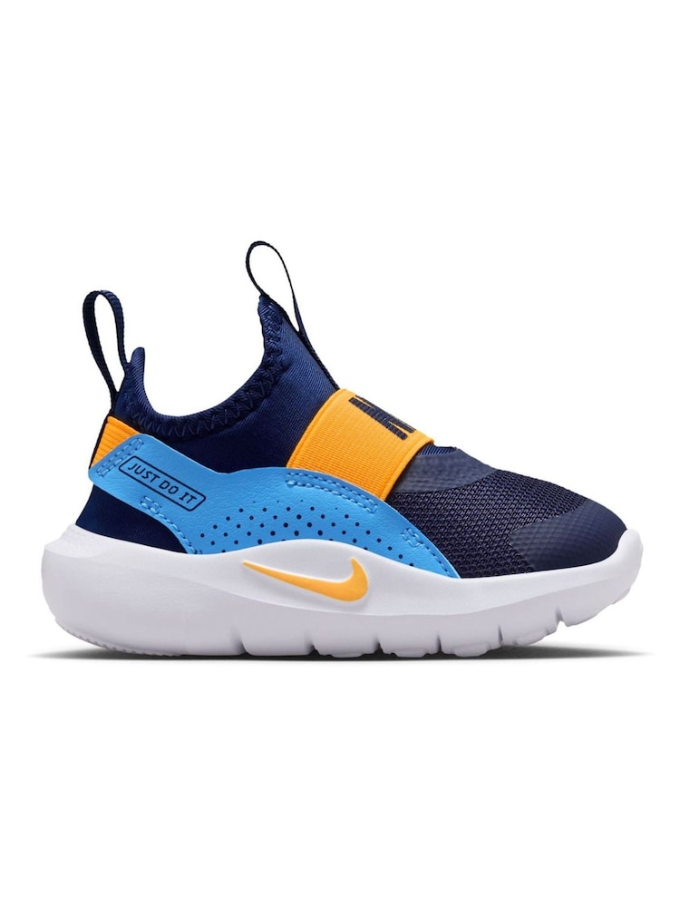Nike Navy Blue and Yellow Infant Flex Runner 4 Trainers - Image 1 of 10 Nike Navy Blue and Yellow Infant Flex Runner 4 Trainers - Image 1 of 10